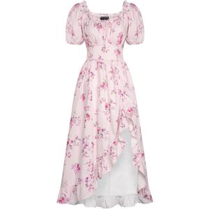 Scarlet Darkness Summer Floral Milkmaid Dress Cottagecore Corset Dress with Pockets (X-Large)