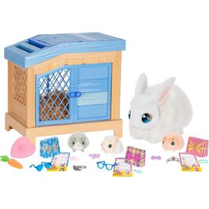 Little Live Pets Mama Surprise Bunny Interactive Hutch Playset with Mama Bunny, 3 Surprise Babies, 20+ Sounds & Reactions, Accessories & Gift Boxes, Repeat Play, Ages 4+