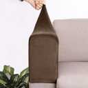 2PCS Chair Stretchy Furniture Velvet Armrest Covers Home & Living Couch Arm Protector Sofa Cover (Khaki)