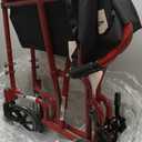 Medline Basic Aluminum Transport Chair with 19" Wide Seat, Full-Length Armrests, Detachable Footrests, 8" Wheels, 300 lb Weight Capacity, Red