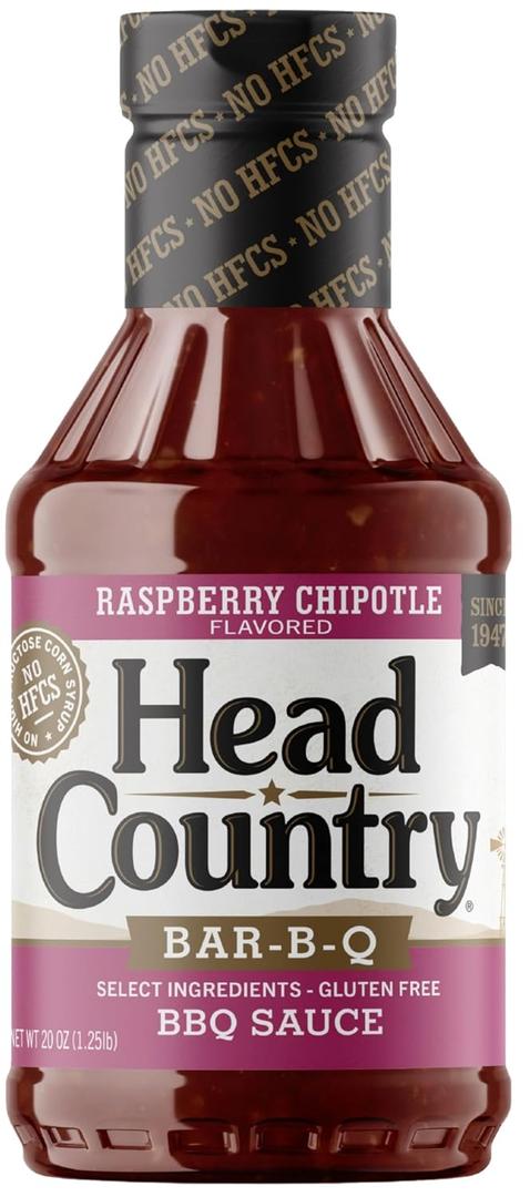 2 x Head Country BBQ Sauce, Raspberry Chipotle | 20 oz | Sweet & Smoky Barbecue (EXP 03/31/28)