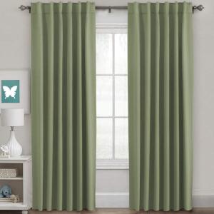 H.VERSAILTEX Blackout Curtains for Living Room Thermal Insulated Window Treatment Panels Room Darkening Blackout Drapes Back Tab/Rod Pocket Bedroom Draperies, 52 x 84 Inch, Sage, 2 Panels
