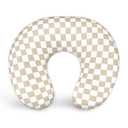 DILIMI Nursing Pillow Cover, Stretchy Removable Case for Breastfeeding Pillows, Ultra Soft Comfortable Slipcover for Baby Girl and Boy, Light Brown Checkerboard