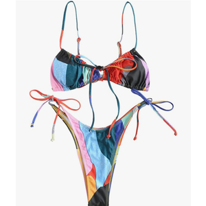 ZAFUL Womens High Cut Thong Bikini Set Swimsuits Cami String Sexy Bathing Suit Size S