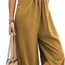 loveimgs Women's Summer Sleeveless Straps Bib Overalls Wide Leg Jumpsuits Long Pants Rompers with Pockets, Brown Medium