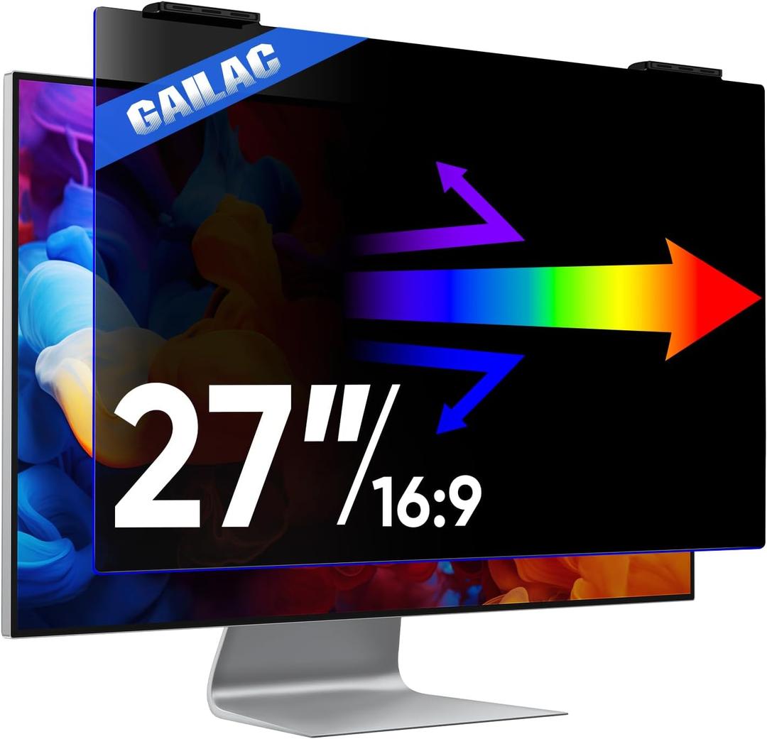 Privacy Screen for Computer Monitor 27 Inch, Anti-Blue Light Screen Protector for Eye Health, Hanging Type, Computer Screen Privacy Shield for Desktop Monitor, Suitable for Office or Home Use
