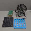 Yuanhe Deluxe Bingo Game Set - 6 Inch Metal Cage with Calling Board, 5 Shutter Slide Cards, 75 Colored Balls, for Large Group Games
