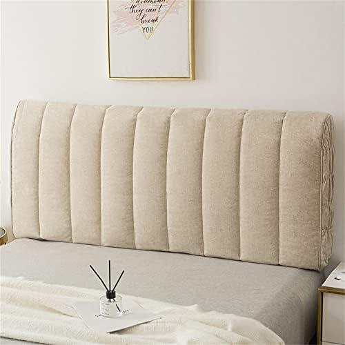 ZZYK Stretch Bed Headboard Slipcover King,Beige Thick Washable Linen Dustproof Bed Head Protector Cover Bedroom Decor Suitable All Headboards,Beige,78.7"/200cm(King)