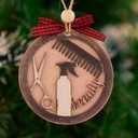 Hairdresser Beauty Ornament  Wooden Salon Scissors & Comb Christmas Decoration, Hairstylist Gift for Tree, Barber & Cosmetology Holiday Ornament O143