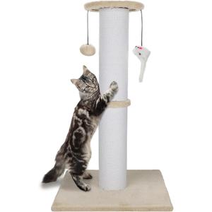 Cat Scratching Post 34 Inches Heavy Duty and Thicker Cat Scratching Post Sisal Rope with Hanging Ball and Mice Scratching Post for Indoor Cats and Adult(Beige)