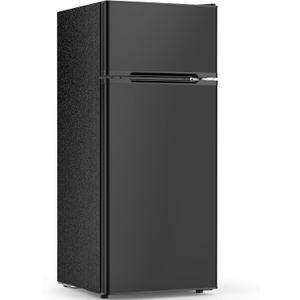 4.5 Cu.Ft Mini Fridge with Freezer, 2 Door Compact Refrigerator, Small Fridge with Adjustable Thermostat Energy Ultra Quiet, Mini Fridge Removable Glass Shelves for Bedroom Office Dorm-Satin Black
