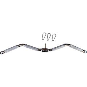 Lat Cable Machine Attachment Curl Pulldown Barbell Revolving Bar, Multi-Exerciser Cable Attachment, Solid Steel Tricep Press Down Bar with Rubber Handgrips & Revolving Hanger 28 Inch Chrome