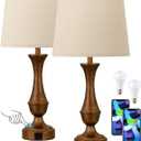 Seealle Upgraded Touch Lamps for Night Stands Set of 2  Bedside Lamps with USB C+A, 3 Way Dimmable for Bedroom Living Room End Tables Office (Brown&Oat)