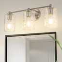 DORESshop Bathroom Light Fixtures, 3-Light Brushed Nickel Bathroom Lighting Fixtures Over Mirror, Modern Vanity Lighting with Crystal Glass Shade, Wall Sconce for Mirror Bedroom Dressing Room Hallway
