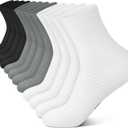 Compression Running Ankle Socks for Men and Women (6 Pairs), Quarter Athletic Socks for Running, Cycling, Golf, Work (Large-X-Large, Black/White/Gray (2 Pairs Per Each Color))