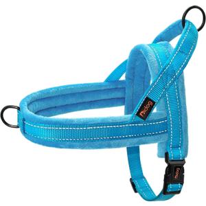 Didog Soft Flannel Padded Dog Vests Harnesses, Escape Proof/Quick Fit Reflective Dog Strap Harness,Easy for Training Walking,Blue M Size (M:chest 21-26")
