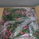 2-Pack Artificial Boxwood Topiary Ball Plant with Pink Flowers, Ground Stake, UV-Resistant Outdoor & Indoor Decorative Flowers