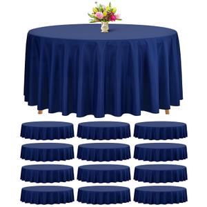 Teruntrue 12 Packs Navy Blue Round Tablecloths 120 inch Round Table Cloth, Washable Polyester Fabric for Wedding Parties Banquet Holiday Dinner Table Decorative, Navy Blue