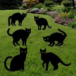 Anditoy 6 Pack Halloween Black Cat Yard Signs with Stakes Scary Silhouette Halloween Decorations for Outdoor Yard Lawn Garden Halloween Decor