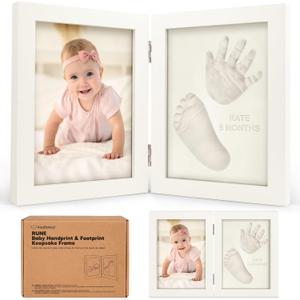 Baby Hand and Footprint Kit, Quick Dry Clay - Newborn Keepsake Feet and Handprint Kit, Nursery Picture Frame, Personalized New Mom Gifts for Baby Showers & Registry, First Mother's Day (Alpine White)