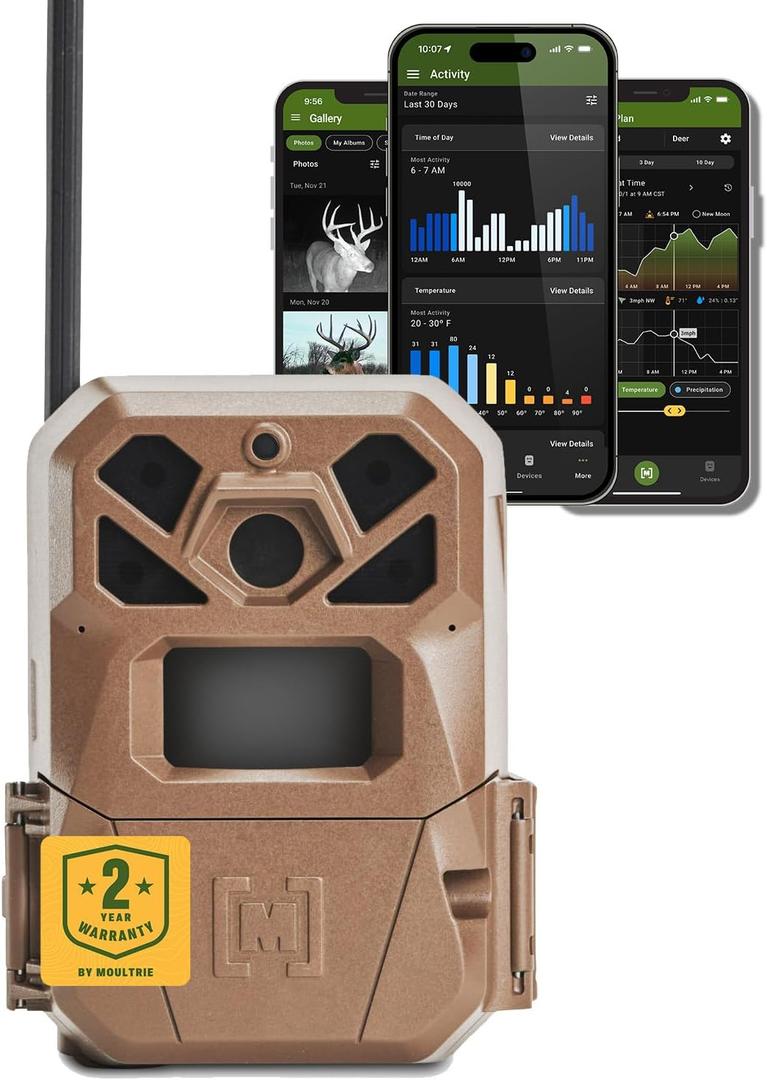 Moultrie Edge 2 Cellular Trail Camera - Auto Connect Nationwide 4G LTE - On Demand 36MP Photo - 1080P Video with HD Audio - 100 Ft Detection Range - Low Glow Flash