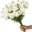 15 Bundles Artificial Flowers White Artificial Daisy Flowers UV Resistant Outdoor Fake Wildflowers with Stems Faux Greenery Shrubs Plants Arrangements for Wedding Decoration Home Garden Decoration