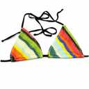 ZAFUL Womens Colorblock Stripes Triangle Halter Tied Swimsuit Bikini Top Bathing Suits Top M