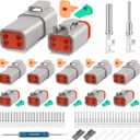 JRready ST6327-4 Deutsch 4 Pin DT Connector Kit, Gray Waterproof Connector (5 Pairs), Size 16 Stamped Contacts 14-18 AWG, for Truck, Motorcycle, Off-Road Vehicles, Marine, Extreme Sports