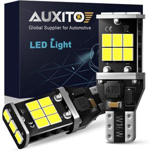 AUXITO 912 921 LED Bulb for Backup Light Reverse Lights High Power 2835 15-SMD Chipsets Error Free T15 906 922 W16W Bulbs, 6000K White, Exterior Light Bulbs (Upgraded, Pack of 2)