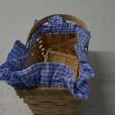 Mini Picnic Basket with Lid and Handle Small Gingham Woven Picnic Hamper for Outdoor Camping Easter Halloween(Blue and White)