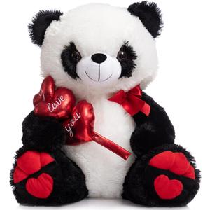 HollyHOME I Love You Panda Stuffed Animal Plush Panda with Red Hearts and Bow Sweet Plush Toy Gift 20 inches