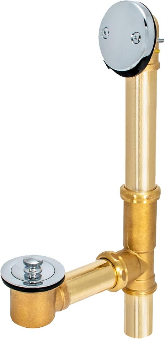 EZ-FLO Lift-n-Lock Bath Waste and Overflow Drain Kit, 1-1/2 Inch Drain, 20-Gauge Brass with Chrome-Plated Trim, 35203