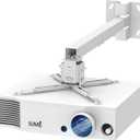 White Projector Mount, Extending Wall Ceiling Projection Bracket Height Adjustable Projection, 44 pounds Load Capacity with Universal Mounting for Most Projectors