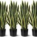 Crowye 6 Pack 3.15 Ft Tall Artificial Snake Plant Faux Sansevieria Plant Large Fake Snake Bulk in Pot for Home Office Housewarming Gift