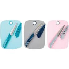 Culinary Elements Cutting Board and Pairing Knife Set Knife:8in Board:8in x6in Blue