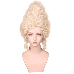 FantaLook Short Curly Updo Beehive wig Synthetic Fiber Queen Hair Funny Cosplay Wig for Women Halloween Costume (Blonde)