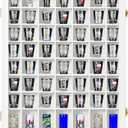 Shot Glass Display Case Wooden Cabinet Rack Holder Wall Mounted 56 Slots White Shadow Box Lockable with UV Protection Acrylic Glass Door Shot Glass Storage Display with Removable Shelves, 23.3"x18.74"