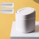 LTWQLing Plastic Mini Trash Can with Lid - 2 L Pop Up Wastebasket for Bathroom Vanity, Desktop, Tabletop or Coffee Table - Dispose of Cotton Rounds, Makeup Sponges, Tissues (Grey)