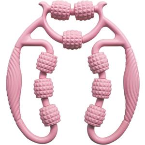 Nine-Wheel Muscle Roller - Arm & Leg Massager, Deep Tissue Massage Roller for Forearm, Legs, Calves, Arms - Trigger Point Foam Roller for Physical Therapy & Muscle Relief (Pink)