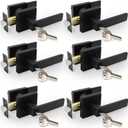 Privacy Door Levers, 6 Pack Matte Black Door Handles Heavy Duty with Lock and Key,for Bedroom, Bathroom and Rooms,Reversible for Left and Right