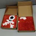 Cute Reindeer Christmas Bath mat Machine Washable Non Slip, 16W x 24L Vibrant Red Festive Christmas Bathroom Rugs Decor, Absorbent Shaggy Microfiber Xmas Holiday Winter Bath Rug Shower Floor Mat