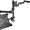 VIVO Dual Monitor + Laptop Mount for 13 to 27 inch Screens and 10 to 15.6 inch Laptops, Triple Screen Viewing, Articulating Arms, Black, STAND-V013L