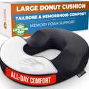 5 STARS UNITED Donut Pillow Hemorrhoid Tailbone Cushion  Large Cushion for Pain Relief  Coccyx, Prostate, Sciatica, Pelvic Floor, Pressure Sores, Pregnancy, Postpartum Recovery, Black