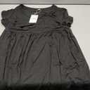 Women's 2026 Summer Short Sleeve Dresses Casual Loose Fit Swing T Shirt Dress V Neck Sundress with Pockets (Black, L)