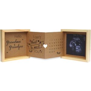 Pregnancy Announcement for Grandparents, Baby Announcement Ideas Sonogram Picture Frame Wooden Keepsake Box, First Time Grandparents Gift