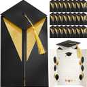Gersoniel 24 Pcs 3D Graduation Card Bulk Set with Grad Cap Tassel 14.5 x 11 Inches Folding Congrats Cards - Congratulations Gift Card for High School College Nursing Kindergarten Graduates(Red Gold)