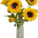 ATFL Fake Sunflowers,6Pcs Sun Flowers Home Decor,Yellow Sunflowers Aritificial Flowers for Wedding Garden Vase Birthday Party Decor (6, deep Yellow)