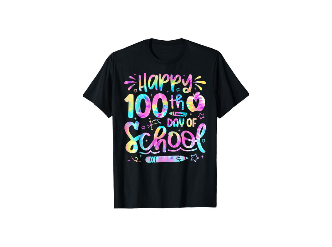 Happy 100th Day Of School Tie Dye Rainbow 100 Days Smarter T-Shirt
