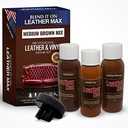 Leather Max Quick Blend Refinish and Repair Kit, Restore Couches, Recolor Furniture & Repair Car Seats, Jackets, Sofa, Boots / 3 Color Shades to Blend with Leather, Vinyl and Bonded (Brown Mix)