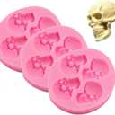 2 x Chocolate Candy Molds, Halloween Skulls Silicone, Fondant Mold for Cake Decoration Wedding Party Supplies Set of 3
